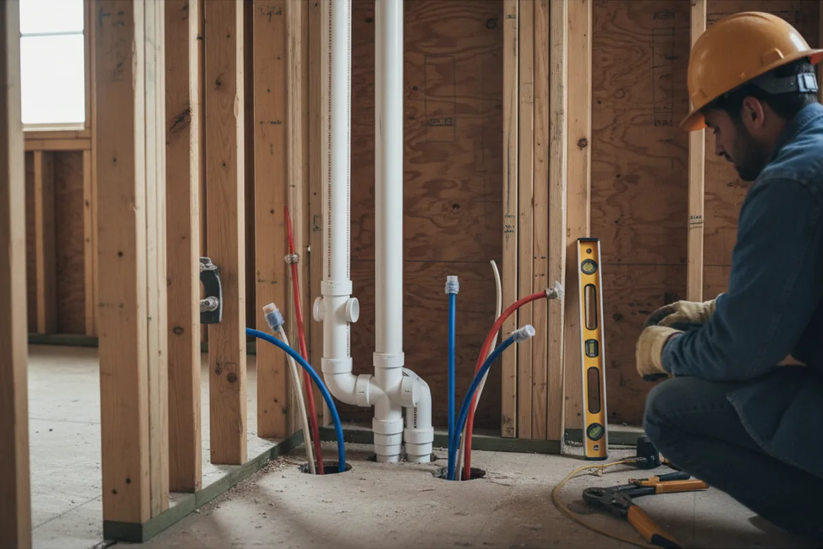Drain and supply rough-in during Leak Detection in High Falls